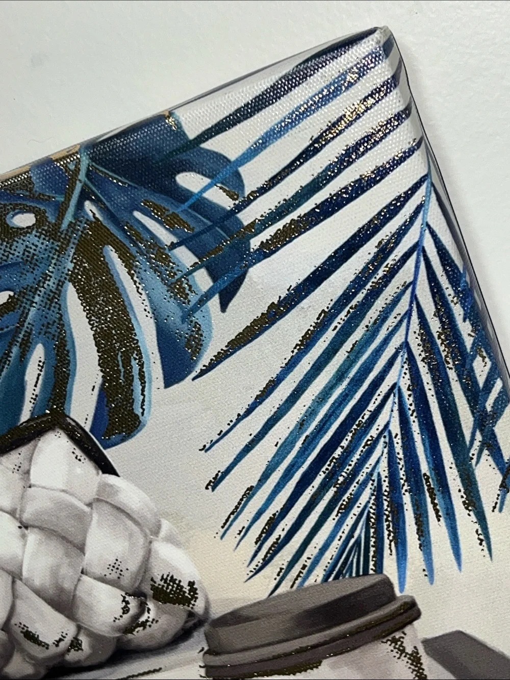 Bella Canvas Blue & Gold Palm and Chic Still Life Canvas Art
